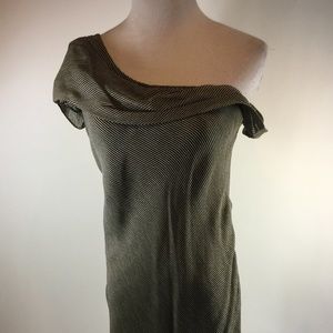 Vera Wang Navy Ivory Chiffon Midi Dress 6